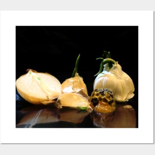 Garlic, Onion, and Honey - Baroque Inspired Dark Still Life Photo Posters and Art